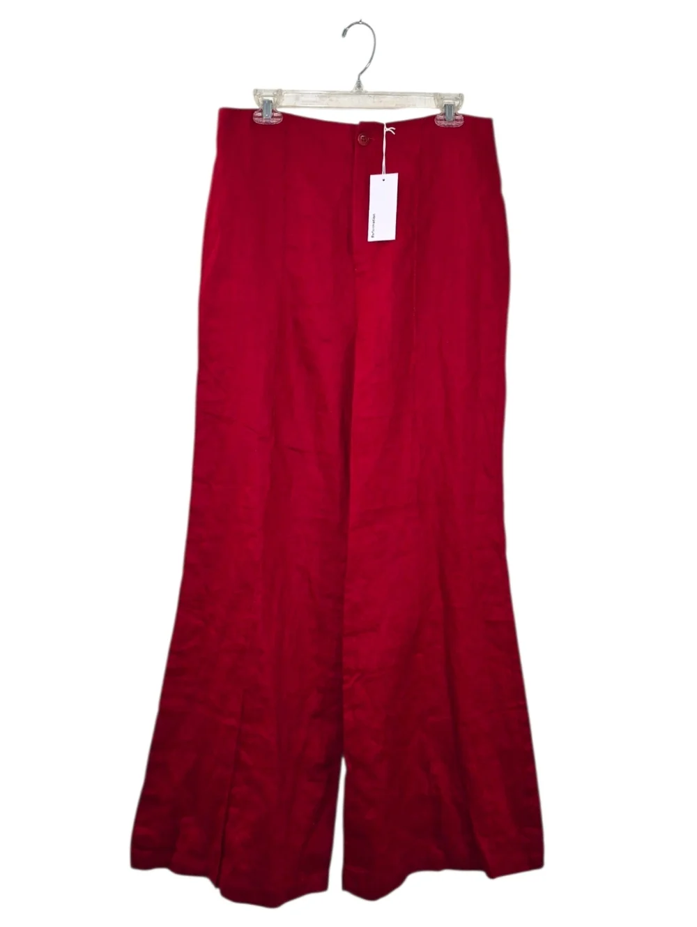 REFORMATION Silvie Linen Wide Leg Pants In Lipstick Red Size 10